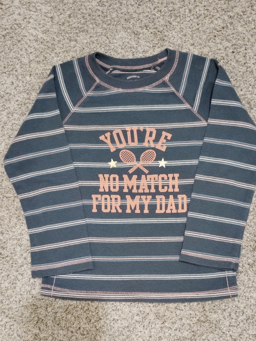Old Navy Navy & Peach Striped Long-Sleeve Tee - Tennis Graphic